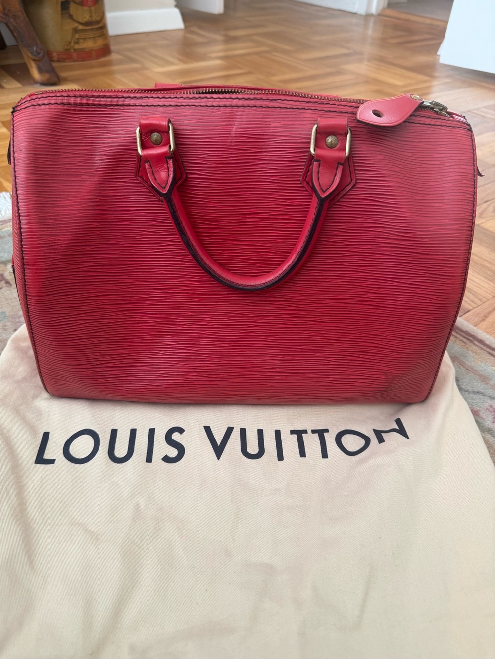 Louis Vuitton Red Epi Leather Speedy 35 Satchel
